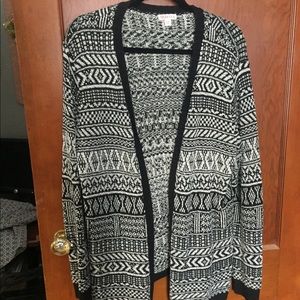 Thick Aztec Print Cardigan Sweater